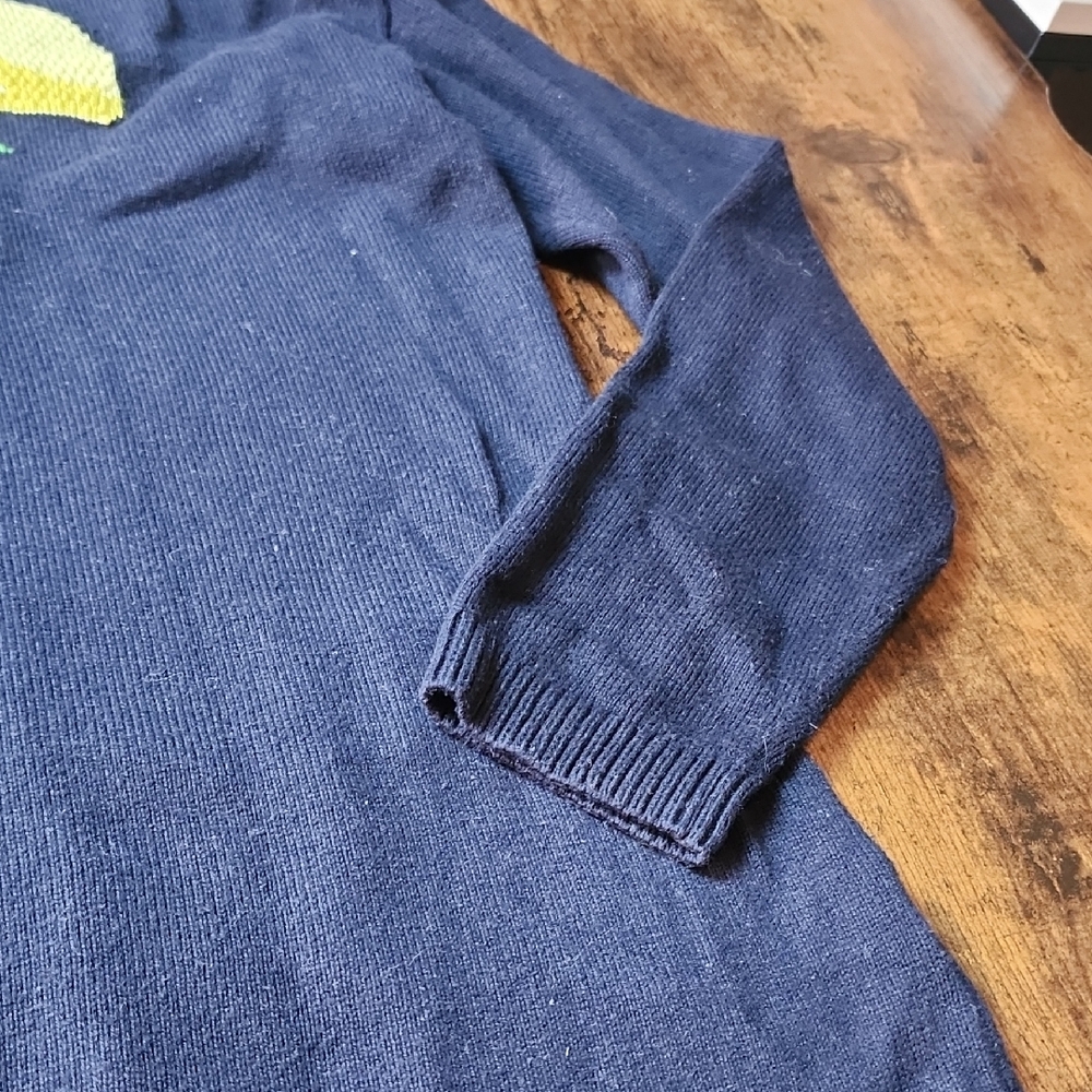TALBOTS | Navy Fresh Lemon Intarsia Cotton Blend Preppy Pullover Sweater | M - Picture 4 of 9